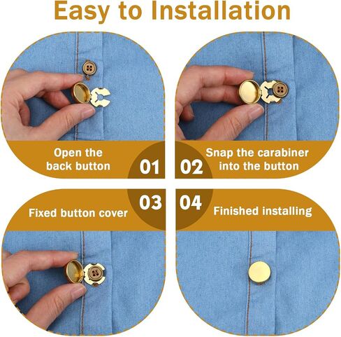 10Pcs Gold Button Covers for Women,Round Clip-On Button Cover Cufflinks Kit for Men Dress Shirts, 2 Sizes Buttons Covers for Jeans, Formal Business,Cufflinks (Diameter 0.89 inch,0.79 inch) in Saudi Arabia