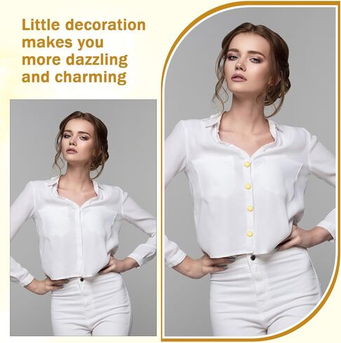 10Pcs Gold Button Covers for Women,Round Clip-On Button Cover Cufflinks Kit for Men Dress Shirts, 2 Sizes Buttons Covers for Jeans, Formal Business,Cufflinks (Diameter 0.89 inch,0.79 inch) in Saudi Arabia