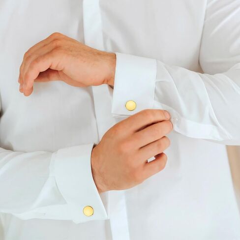 10Pcs Gold Button Covers for Women,Round Clip-On Button Cover Cufflinks Kit for Men Dress Shirts, 2 Sizes Buttons Covers for Jeans, Formal Business,Cufflinks (Diameter 0.89 inch,0.79 inch) in Saudi Arabia