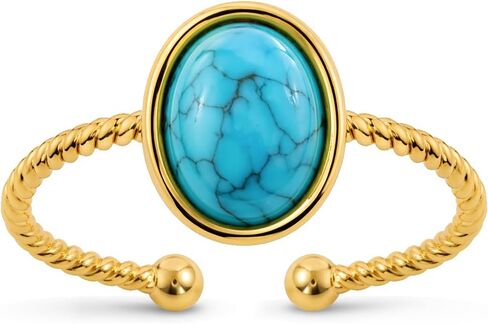 14K Gold Plated Turquoise Open Ring Statement Western Adjustable Rings for Women rings Boho Jewelry in Saudi Arabia