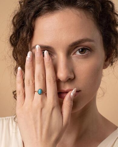 14K Gold Plated Turquoise Open Ring Statement Western Adjustable Rings for Women rings Boho Jewelry in Saudi Arabia