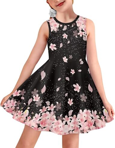 Toddler Sleeveless Dress Suit 3-16 Years Girl A-Line Swing Dress in Saudi Arabia
