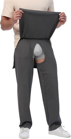 Unisex Adult Quick Access Care Pants, Washable Cotton Post Recovery Incontinence Bottoms, Urinary Bag Friendly S-XXL in Kuwait