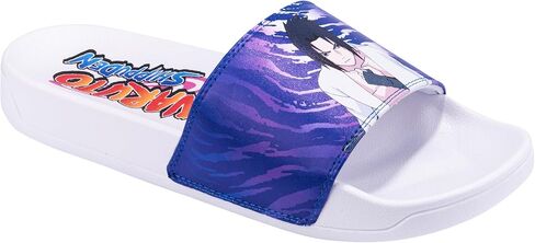 Odd Sox - Naruto Shippuden Slides, Naruto & Sasuke Graphic, Officially Licensed Anime Slip-On Sandals with Cushioned Footbed and Textured Outsole, Unisex – Size Large in Kuwait