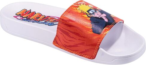 Odd Sox - Naruto Shippuden Slides, Naruto & Sasuke Graphic, Officially Licensed Anime Slip-On Sandals with Cushioned Footbed and Textured Outsole, Unisex – Size Large in Kuwait