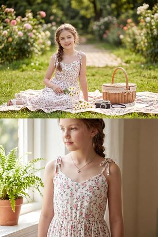 NEW 6-14 Years Girls Dress Floral Maxi Summer Sundress V-Neck Spaghetti Strap Beach Party Vacation Long Flowy Dress in Saudi Arabia