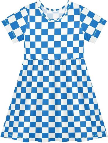 Toddler Girls Summer Short Sleeve Dress - Casual Sundress A-Line Playtime Dresses in Saudi Arabia
