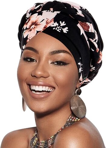 DRESHOW Turban Pre-Tied Twisted Hat Thread African Head Wraps for Black Women Chemo Cancer Cap Braid Hair Cover in Kuwait