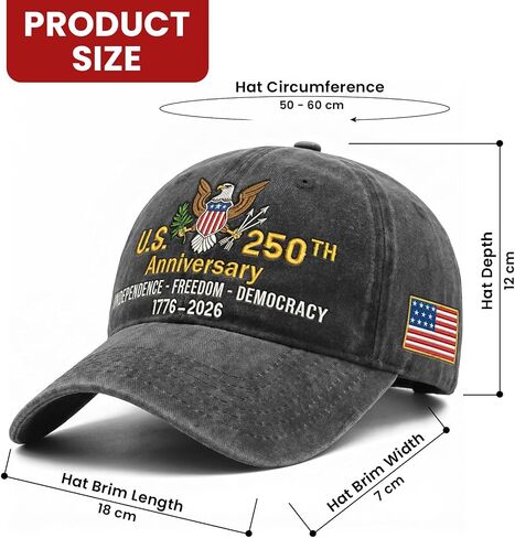 United States 250th Anniversary Hat - Patriotic 1776-2026 Eagle Cap for Man Women, Embroidery 250th Anniversary Cap, Patriots Gifts for Men Dad Grandpa, 4th of July American Flag Hat Black in Saudi Arabia