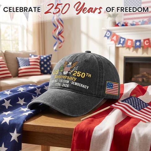 United States 250th Anniversary Hat - Patriotic 1776-2026 Eagle Cap for Man Women, Embroidery 250th Anniversary Cap, Patriots Gifts for Men Dad Grandpa, 4th of July American Flag Hat Black in Saudi Arabia