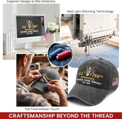 United States 250th Anniversary Hat - Patriotic 1776-2026 Eagle Cap for Man Women, Embroidery 250th Anniversary Cap, Patriots Gifts for Men Dad Grandpa, 4th of July American Flag Hat Black in Saudi Arabia