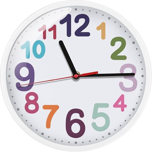 Wall Clock 9 Inch Silent Non Ticking Battery Operated Time Teaching Quartz Home Colorful Read Learn Time Perfect for Teacher's Classrooms and Kid's Bedrooms in Saudi Arabia