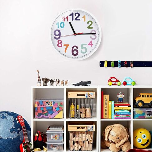 Wall Clock 9 Inch Silent Non Ticking Battery Operated Time Teaching Quartz Home Colorful Read Learn Time Perfect for Teacher's Classrooms and Kid's Bedrooms in Saudi Arabia