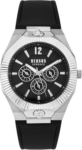 Versus Versace Echo Park Multifunction Collection Luxury Mens Watch Timepieces with a Black Strap and Dial Featuring a Stainless Steel Case in Kuwait
