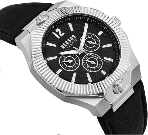 Versus Versace Echo Park Multifunction Collection Luxury Mens Watch Timepieces with a Black Strap and Dial Featuring a Stainless Steel Case in Kuwait