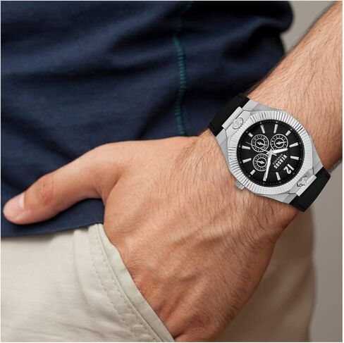 Versus Versace Echo Park Multifunction Collection Luxury Mens Watch Timepieces with a Black Strap and Dial Featuring a Stainless Steel Case in Kuwait