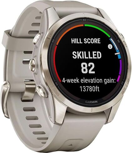 Garmin Fenix ​​7S Pro Solar، ياقوتي، فولاذ ذهبي ناعم، حزمة رمل خفيفة مع حزمة حماية معززة لمدة عامين (متجددة) in Kuwait