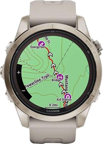 Garmin Fenix ​​7S Pro Solar، ياقوتي، فولاذ ذهبي ناعم، حزمة رمل خفيفة مع حزمة حماية معززة لمدة عامين (متجددة) in Kuwait