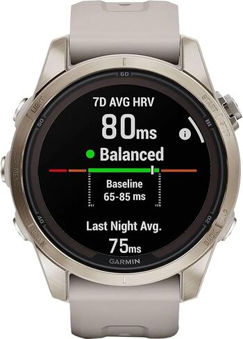 Garmin Fenix ​​7S Pro Solar، ياقوتي، فولاذ ذهبي ناعم، حزمة رمل خفيفة مع حزمة حماية معززة لمدة عامين (متجددة) in Kuwait