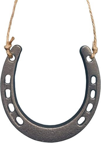 lawjey Cast Iron Horseshoe Decor - Good Luck Horseshoe Gifts with Rope for Western Wedding, Cowboy Party, Housewarming - Stunning Rustic Home Wall Decor (Dark Grey) in Saudi Arabia