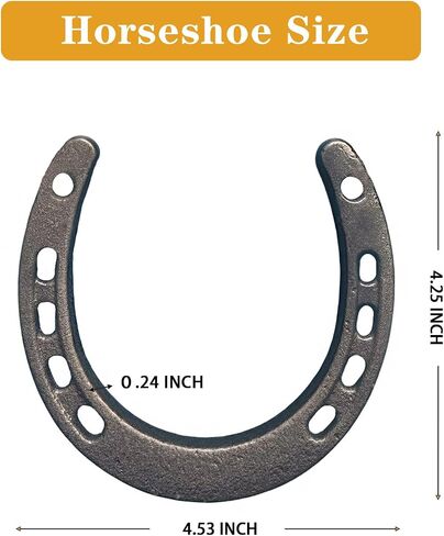 lawjey Cast Iron Horseshoe Decor - Good Luck Horseshoe Gifts with Rope for Western Wedding, Cowboy Party, Housewarming - Stunning Rustic Home Wall Decor (Dark Grey) in Saudi Arabia