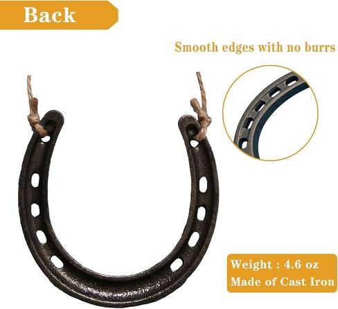 lawjey Cast Iron Horseshoe Decor - Good Luck Horseshoe Gifts with Rope for Western Wedding, Cowboy Party, Housewarming - Stunning Rustic Home Wall Decor (Dark Grey) in Saudi Arabia