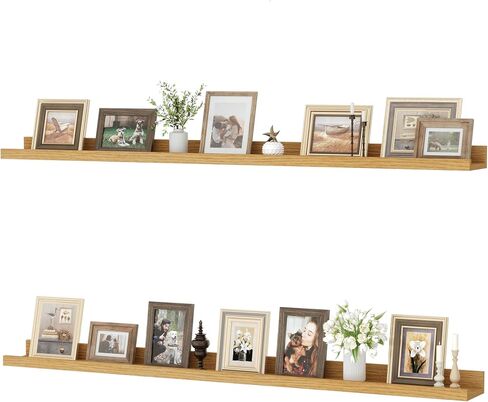 Floating Shelves for Wall, 24 inch Wood Floating Shelves Set of 2, Picture Ledge Shelf for Books Photo Frames, Wall Mounted Shelves for Bathroom Bedroom Living Room Kitchen, Oak in Kuwait