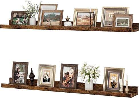 Floating Shelves for Wall, 24 inch Wood Floating Shelves Set of 2, Picture Ledge Shelf for Books Photo Frames, Wall Mounted Shelves for Bathroom Bedroom Living Room Kitchen, Oak in Kuwait