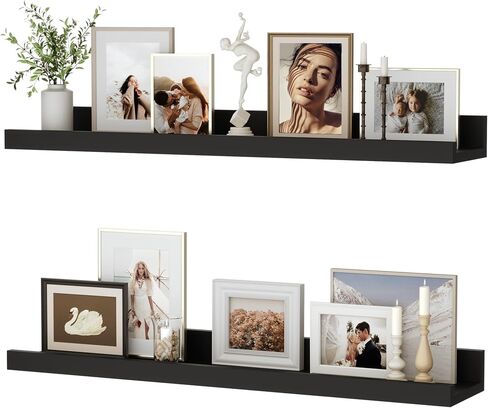 Floating Shelves for Wall, 24 inch Wood Floating Shelves Set of 2, Picture Ledge Shelf for Books Photo Frames, Wall Mounted Shelves for Bathroom Bedroom Living Room Kitchen, Oak in Kuwait