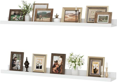 Floating Shelves for Wall, 24 inch Wood Floating Shelves Set of 2, Picture Ledge Shelf for Books Photo Frames, Wall Mounted Shelves for Bathroom Bedroom Living Room Kitchen, Oak in Kuwait