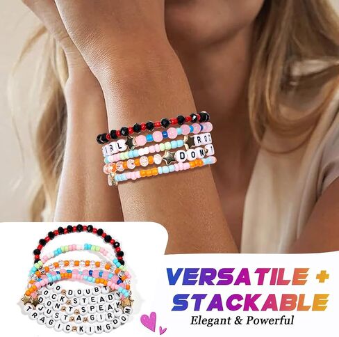 AICase for No Doubt Merch Gifts مستوحاة من الأساور 5 قطع قابلة للتكديس أساور الصداقة مطرزة بالخرز للحفلات الموسيقية ملصق الفينيل CD ملصق قبعة تانك توب تي شيرت هدايا البضائع لعيد ميلاد المعجبين in Kuwait