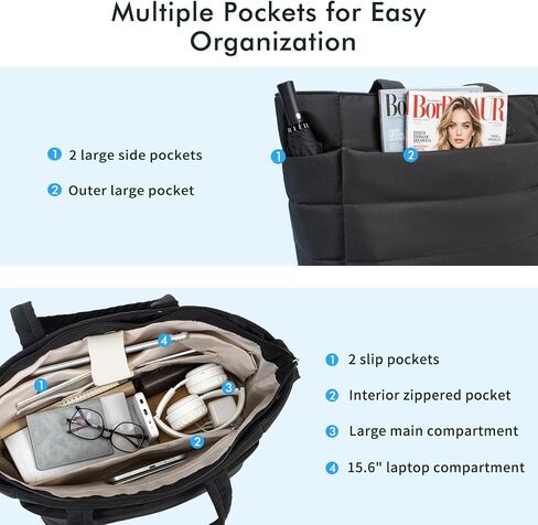Tote Bag for Women,Lightweight Puffy Tote Bag with Compartments,Daily College Bags,Teacher Nurse Quilted in Saudi Arabia