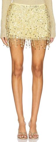 Women Y2k Fringe Sequin Mini Skirt Vintage Low Rise Tassel Sparkly Beaded Floral Bodycon Pencil Micro Skirt in Kuwait