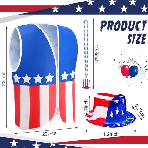 Yahenda 12 Pcs American Flag Costume Man 3 Set USA Patriotic Accessories 4th of July Outfit for 250th Anniversary Party in Kuwait