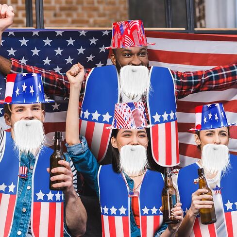 Yahenda 12 Pcs American Flag Costume Man 3 Set USA Patriotic Accessories 4th of July Outfit for 250th Anniversary Party in Kuwait