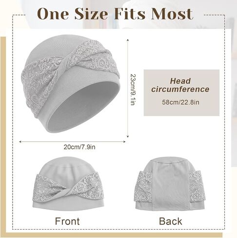 JenPen 4 Pcs Chemo Headwear for Women, Milk Silk Knot Lace Headscarf Turban, Stretch Beanie Cap for Cancer Hair Loss Sleeping Multicolor in Kuwait