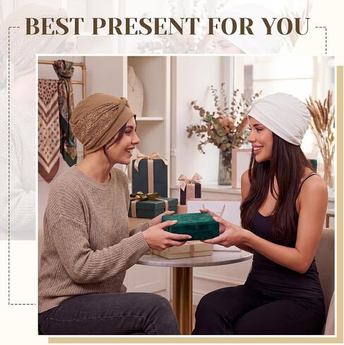 JenPen 4 Pcs Chemo Headwear for Women, Milk Silk Knot Lace Headscarf Turban, Stretch Beanie Cap for Cancer Hair Loss Sleeping Multicolor in Kuwait