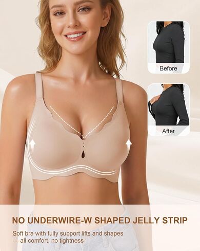 Cevapro Jelly Bras for Women Push Up Wireless Full Coverage Bralette No Underwire Seamless Soft Everyday T-Shirt Bra in Saudi Arabia