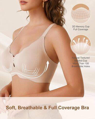 Cevapro Jelly Bras for Women Push Up Wireless Full Coverage Bralette No Underwire Seamless Soft Everyday T-Shirt Bra in Saudi Arabia