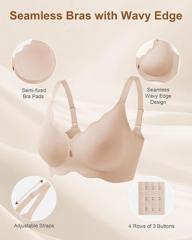 Cevapro Jelly Bras for Women Push Up Wireless Full Coverage Bralette No Underwire Seamless Soft Everyday T-Shirt Bra in Saudi Arabia