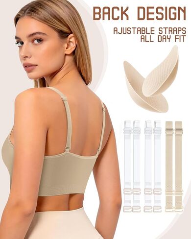 Clear Strap Bra Womens Bras Wireless Nude Bra Dance Bra Nude Sports Bra Bralette with Padding Adjustable Straps in Saudi Arabia