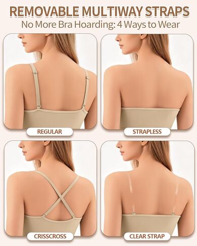 Clear Strap Bra Womens Bras Wireless Nude Bra Dance Bra Nude Sports Bra Bralette with Padding Adjustable Straps in Saudi Arabia