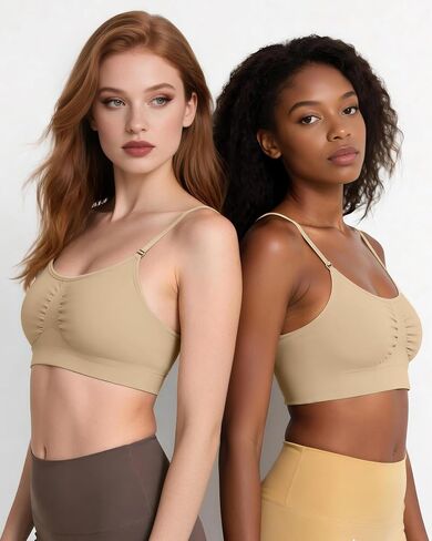 Clear Strap Bra Womens Bras Wireless Nude Bra Dance Bra Nude Sports Bra Bralette with Padding Adjustable Straps in Saudi Arabia