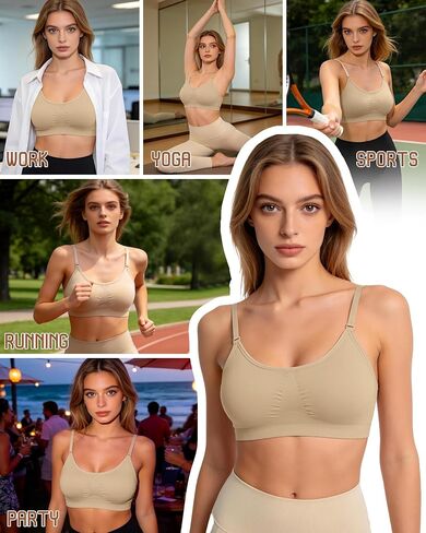 Clear Strap Bra Womens Bras Wireless Nude Bra Dance Bra Nude Sports Bra Bralette with Padding Adjustable Straps in Saudi Arabia