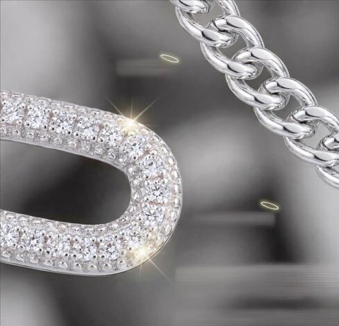 Shiny Silver Necklace for Women, White Gold Plated Chunky Cuban Link Chain Paperclip Choker Necklaces for Women Trendy Non Tarnish Women Silver Chain Jewelry Gifts in Saudi Arabia