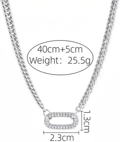Shiny Silver Necklace for Women, White Gold Plated Chunky Cuban Link Chain Paperclip Choker Necklaces for Women Trendy Non Tarnish Women Silver Chain Jewelry Gifts in Saudi Arabia