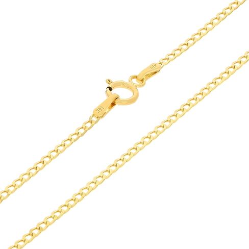 Nuragold 14k الذهب الأصفر الحقيقي الصلبة الكوبية كبح وصلة 1.5 ملم سلسلة قلادة ((16 "-24") مجوهرات إيطالية أنيقة للرجال والنساء in Kuwait