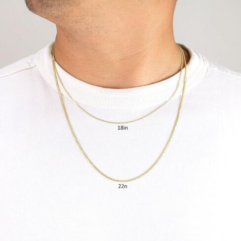 Nuragold 14k الذهب الأصفر الحقيقي الصلبة الكوبية كبح وصلة 1.5 ملم سلسلة قلادة ((16 "-24") مجوهرات إيطالية أنيقة للرجال والنساء in Kuwait