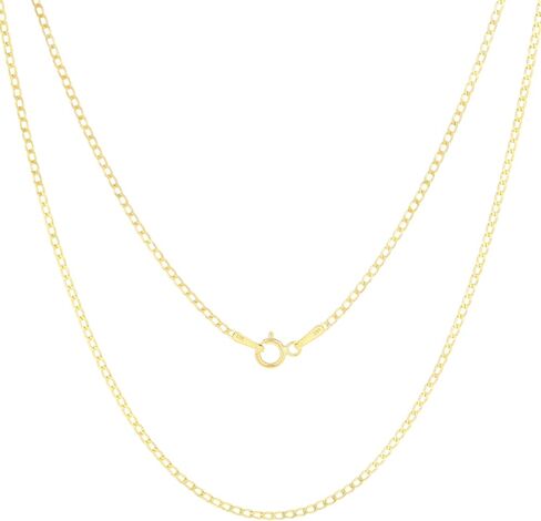 Nuragold 14k الذهب الأصفر الحقيقي الصلبة الكوبية كبح وصلة 1.5 ملم سلسلة قلادة ((16 "-24") مجوهرات إيطالية أنيقة للرجال والنساء in Kuwait