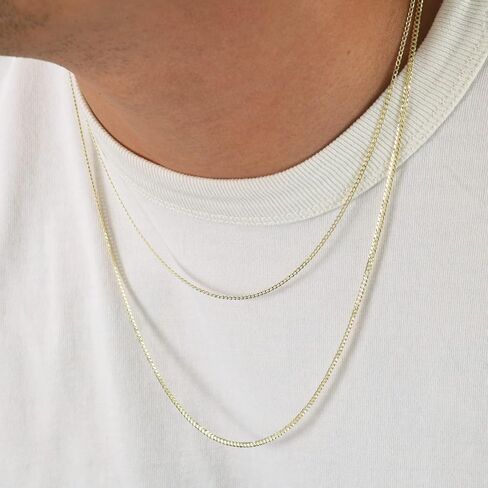 Nuragold 14k الذهب الأصفر الحقيقي الصلبة الكوبية كبح وصلة 1.5 ملم سلسلة قلادة ((16 "-24") مجوهرات إيطالية أنيقة للرجال والنساء in Kuwait